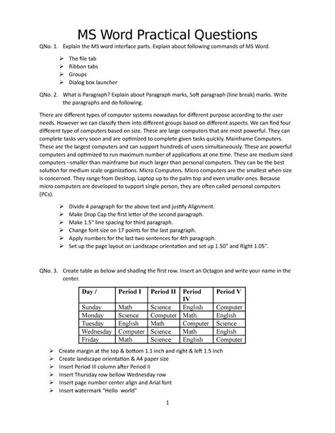 sample test on micro soft word|microsoft word exam practical questions.